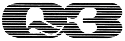 The Q3 logo with white horizontal slices